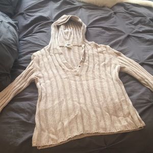Tan pullover hooded sweater